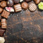 Chocolate sweets with nuts and various fillings.