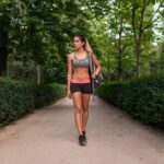 Sportswoman walking on a park