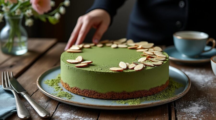 découvrez la recette d'un gâteau au thé matcha et aux amandes, à la présentation chic qui ravira vos amis. son goût unique et sa couleur vibrante en feront le centre d'attention de vos occasions spéciales. étonnez vos convives avec ce délice raffiné !