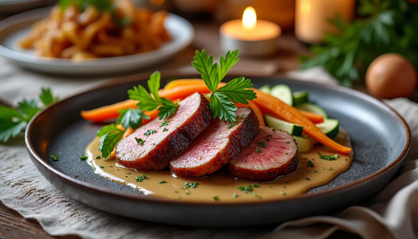 découvrez comment préparer des aiguillettes de canard délicieuses accompagnées d'une sauce au foie gras riche et onctueuse pour des repas mémorables en famille ou entre amis.
