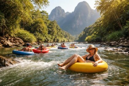 découvrez le tubing à vang vieng, une aventure rafraîchissante en glissant le long de la rivière nam song. profitez d'un parcours paisible au cœur de paysages naturels époustouflants.