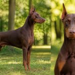 explorez les traits fascinants du dobermann marron, un chien élégant et loyal au pelage unique.