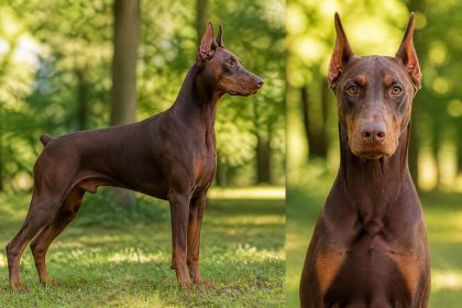 explorez les traits fascinants du dobermann marron, un chien élégant et loyal au pelage unique.