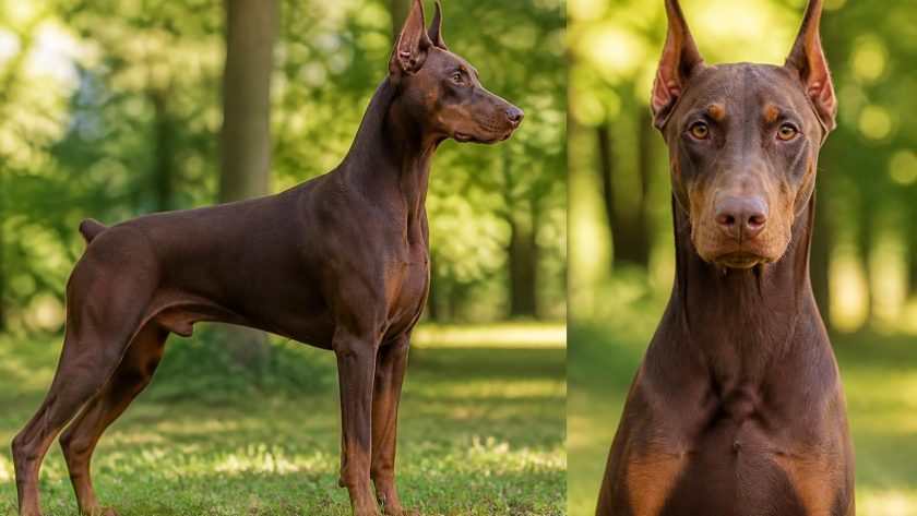 explorez les traits fascinants du dobermann marron, un chien élégant et loyal au pelage unique.