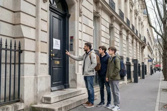 Famille française devant un musée fermé pour jour férié pendant les vacances scolaires